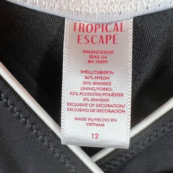 TROPICAL ESCAPE Bathing Suit with built in skirt in Black Size 12 - Picture 5 of 5